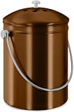 Utopia Kitchen Compost Bin for Kitchen Countertop, 1.3 Gallon Compost Bin for Kitchen with Lid, Includes 1 Spare Charcoal Filter (Copper)