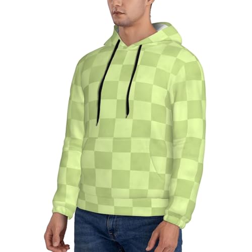 Hoodies For Men - Lime Checker Print Long Sleeve Casual Men'S Hoodies & Sweatshirts Pullover With Pocket3