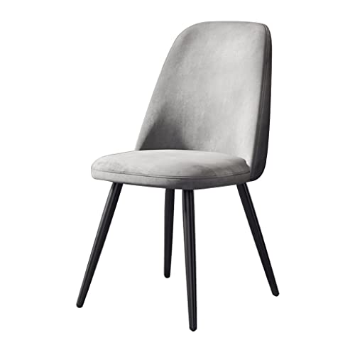 SJIALEN 1 Pcs Kitchen Chairs, Modern Flannel Black Legs Home Dining Room Chair Living Room Bedroom Apartment Lounge Chairs Kitchen Chair (Color : Light Gray)