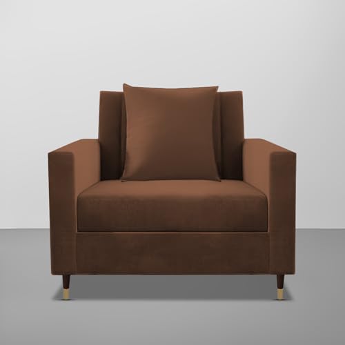 Image of Casaliving Garcia 1 Seater Sofa Set for Living Room (Brown Colour) Premium Fabric Sofa