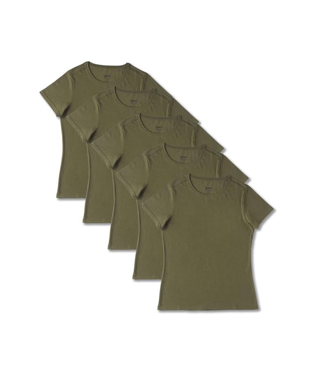 Pact Women's Organic Cotton Softspun Standard Fit Crew Neck T-Shirt, Pack of 5