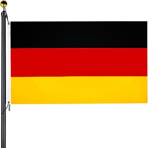 GUIFIER Germany Flag 3x5 Ft - German National Flag - Germany Flags Banner Vivid Color Fade Proof with Brass Grommets for Party Bar Decoration, Football World Cup Euro Olympic National Day