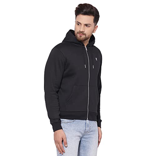 Image of Red Tape Men's Black Solid Hoodies