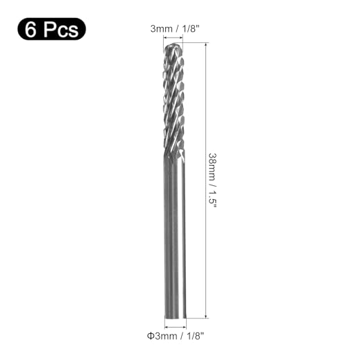 Fresas de carburo de tungsteno uxcell 3mm, pack de 6 miniatura 2
