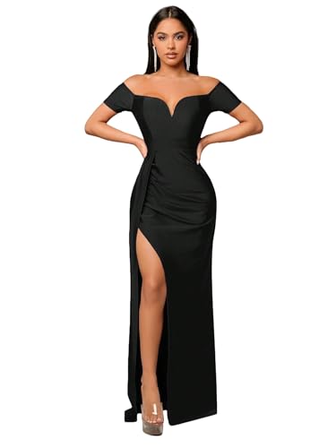 SISKIN Women's Formal Dresses Evening Semi Ball Gowns Off The Shoulder High Split Maxi Sleeveless Long Party Dress 2025