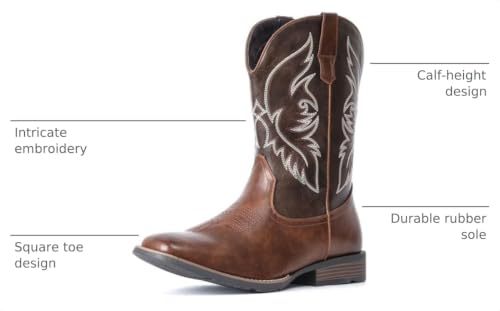 Image of IUV Cowboy Boots For Men Square Toe Western Boot