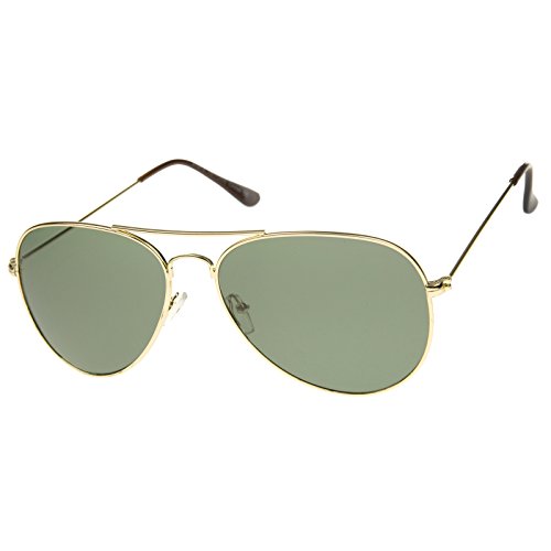 zeroUV Classic Brow Bar Full Metal Frame Green Lens Aviator Sunglasses 60mm2