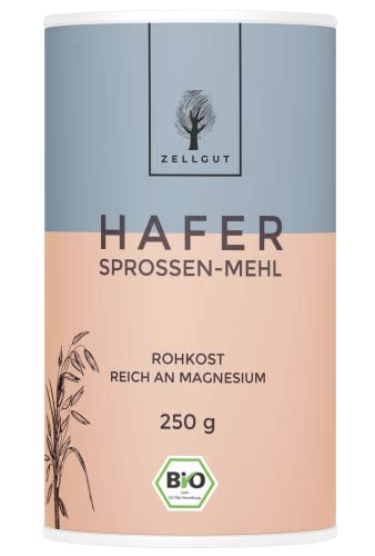 ZELLGUT© Bio HAFERMEHL - Sprossen-Mehl 250g • VOLLKORN • GEKEIMT • Basisch • 100% ROHKOST-QUALITÄT • GLUTENFREI • schonend GEMAHLEN • Aus EU-Bio-Landwirtschaft • als MEHL zum Kochen & BACKEN von Brot Cover