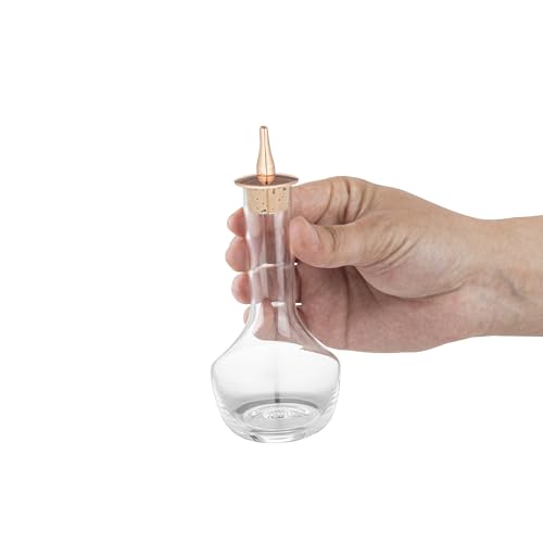 Restaurantware RWG0042CP Bar Lux 3.5 Ounce Bitters Bottle 1 Professional Grade Bitter Glass - With Copper-Plated Dasher Top thumb #9