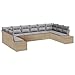 Solivagant Gartensofa-Set mit Kissen 10 pcs Beige und Hellgrau Polyrattan, Möbel,Gartenmöbel,Gartensit... 89 kg-3355909