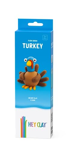 Image of HEY CLAY Modelling Air-Dry Clay with Fun Interactive App - Non-Toxic, Non-Stick Modeling Clay Crafts Set for Kids Ages 3 to 8-3 cans (Farm Birds: Turkey)