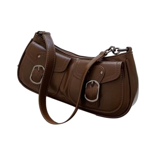 CAZSTYK Sac à main à bandoulière en cuir pour fille et femme, sac à main vintage, grande capacité, tendance, café