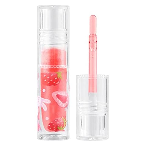 Lip Balm 3 Arten von Fruchtaroma Spiegel Wasser Lippenöl Lipgloss Transparentes Glas Lippenöl Wasserdicht Feuchtigkeitsspendende Flüssigkeit Lippenstift Make-up 3ML Cover