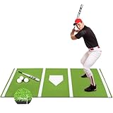G2 GO2GETHER Baseball Batting Mat, 10 * 3.8ft Softball Hitting Mat, Baseball Training Turf Mat for Indoor &Outdoor-1 Baseball Batting,3 Balls Included (Green)