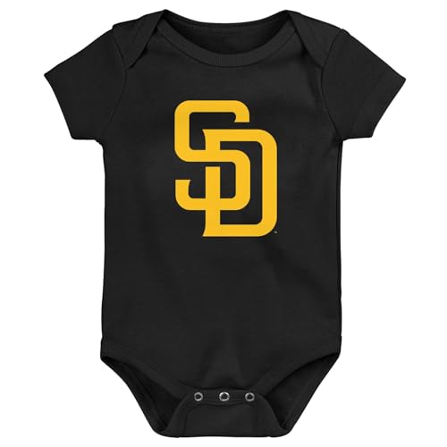 Image of Genuine Stuff MLB Newborn & Infants 0-24 Months Primary Logo Creeper Bodysuit Romper (San Diego Padres Brown, 3/6 Months)