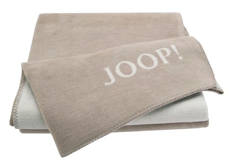 Joop!® Uni-Doubleface I flauschig-weiche Kuscheldecke Sand-Pergament I Wohndecke aus Baumwollmischgewebe in beige I Tagesdecke 150x200cm | nachhaltig...