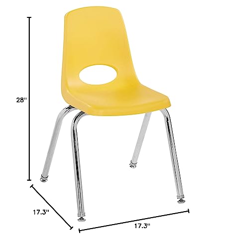 Image of Factory Direct Partners 16 inch School Chairs, Stackable Kids Classroom Chair, Set of 6 Stacking Student Chair with Swivel Glides For 4th-6th Grade, Elementary, Middle & After-School, Assorted Colors