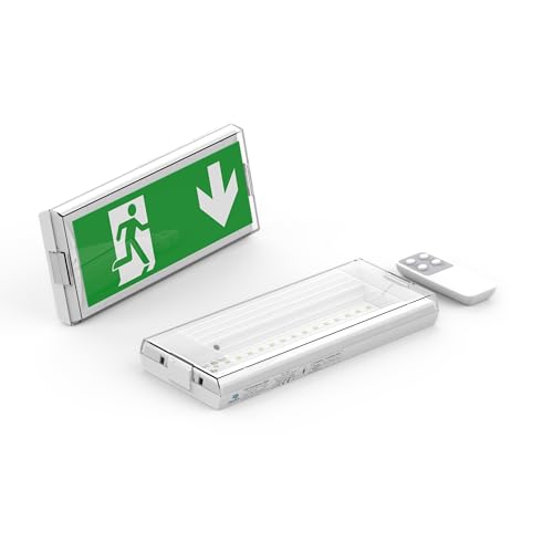 shopVG IP 20 LED Dauerlicht Notleuchte Notbeleuchtung Notausgang Fluchtwegleuchte Notlicht Fluchtweg EXIT mit test Fernbedienung