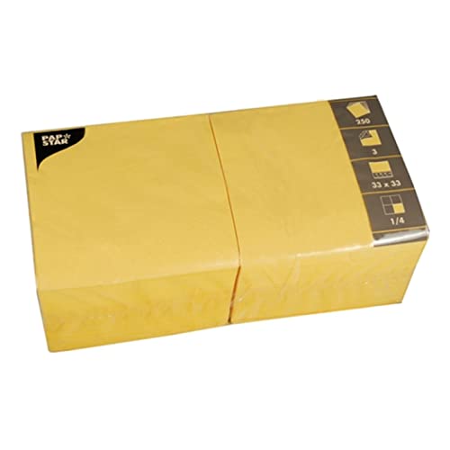 Serviettes de table jaune PAPSTAR 330x330mm idéales pour repas de fête et anniversaire