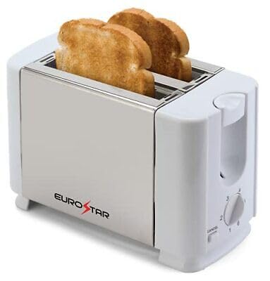 EUROSTAR ET722W 2-Slice Stainless Steel Toaster, White