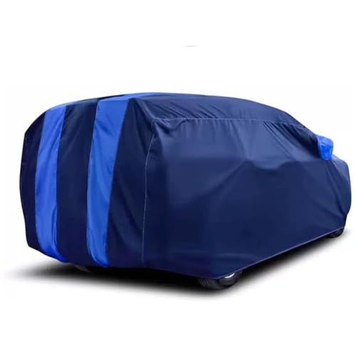 Image of RSP Aarvik Waterproof Car Body Cover Compatible with Mirror for Maruti Suzuki 800 with Long Lasting Durable Material Triple Stitched Elastic (2006-2025) Year Models (Blue Stripe)