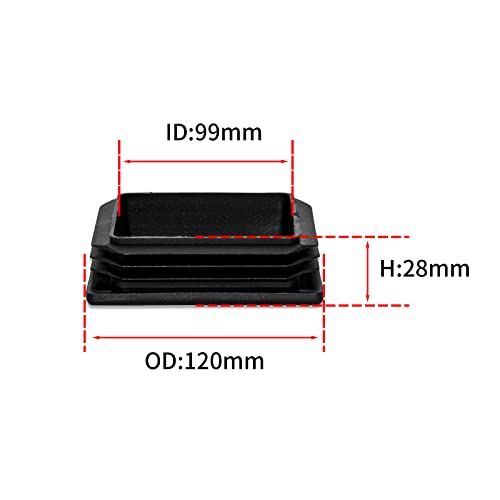 Image of Flyshop 120 x 120 mm, 4.72 inch x 4.72 inch Black Plastic Hole Plugs Square Tubing End Caps Tube Inserts Durable Furniture Glide for Chair Table Stool Leg 8 Pack