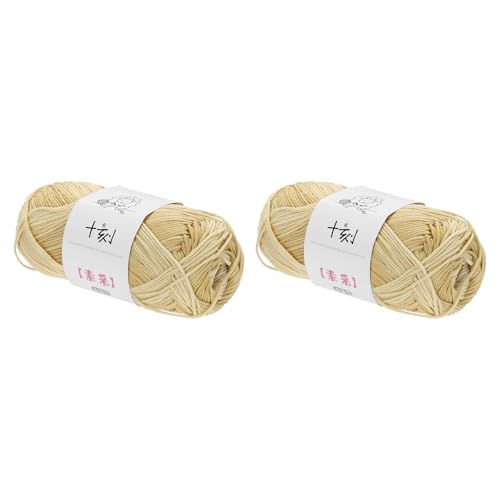 Rebower Cotton Yarn,100% Cotton Soft Knitting Yarn [for Hand DIY Bag Cushion Crocheting Knitting Project Home Decor] -2 Packages of 100g/3.52oz(Per Skein 50g/164yards)/Gradient Yellow