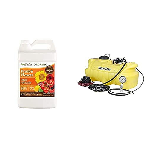 Fertilizer Sprayer Bundle - Agrothrive All Purpose Organic Liquid Fertilizer (1 Gal) - Cropcare 25 Gal Applicator W/Electronic Speed Control For Lawns, Greenhouses, Herbs - Everything Else That Grows #TOP23