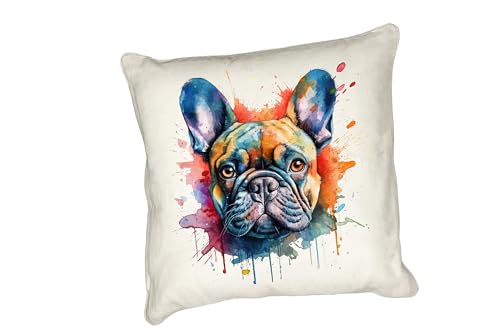 Anonymous Gifting Housse de coussin imprimée bouledogue français à l'aquarelle – Parfait pour les amoureux des chiens