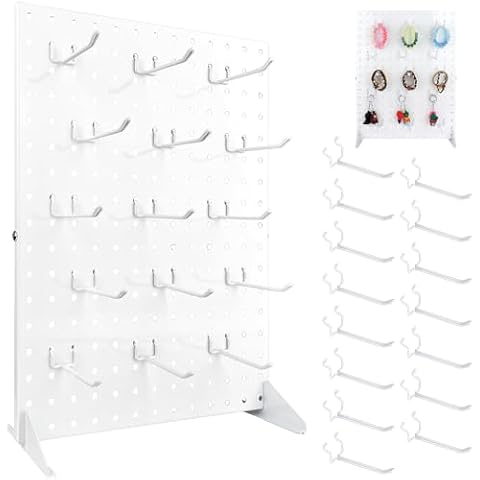 Metal Pegboard Display Stand with 15 Hooks Cover