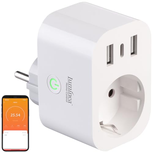 Prise connectée avec wattmètre et 3 ports USB avec charge rapide [Luminea]