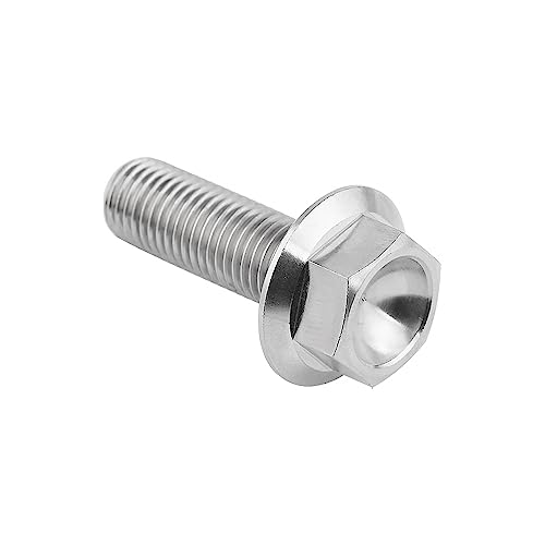 Image of Ti Screws M10 x 20 25 30 35 40 45 50 55 60 65 70 75 80 90 100mm 1.25 Pitch Titanium Flange Hex Bolt Pack of 4 (Silver, M10x25mm)
