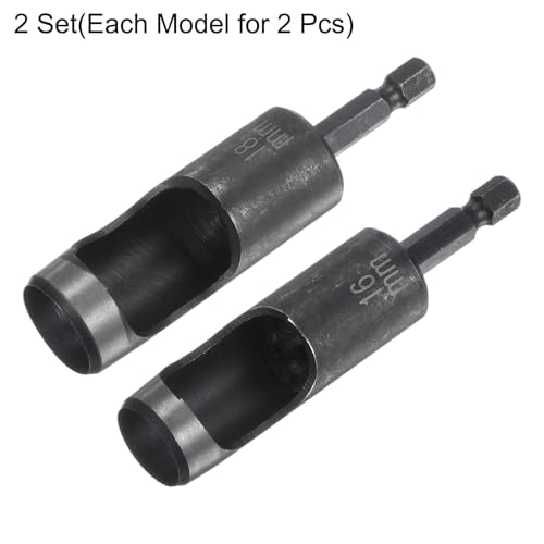 HARFINGTON 4pcs 16mm,18mm Leather Hollow Hole Punch 1/4" Hex Shank for Drills, Belt Hole Punch Punching Cutter Tool for Leathercraft Working