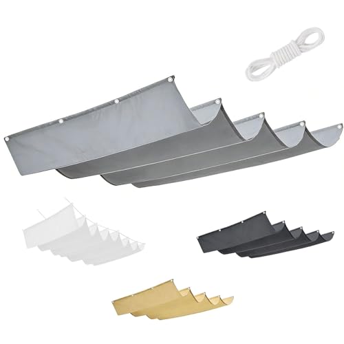Toldo vela de sombra retráctil impermeable exterior resistente al clima gris claro de 50x300cm 2