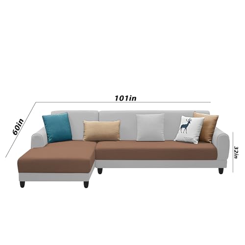 Image of Kraven LHS 6 Seater L Shape Sofa Set for Living Room (Brown Grey Fabric) Premium Fabric Sofa