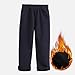 Kids School Uniform Fleece Lined Winter Warm Dress Pants Pants Elastic Waist Pull-On Corduroy Trousers with Pockets 8-9 Years Dark Blue