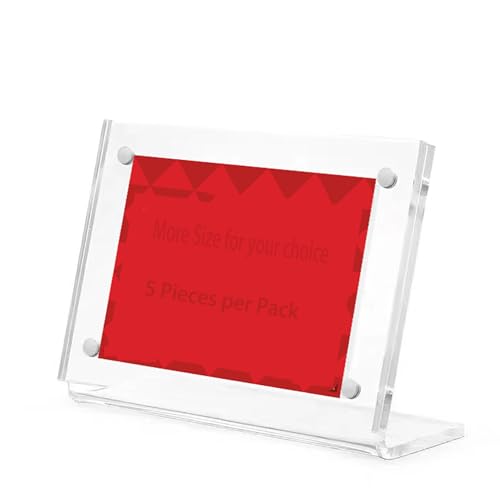 Dxcaicc A5 A4 Soporte De Letrero Acrílico, Paquete De 5 Soportes De Exhibición Transparente, Soporte De Cartel De Menú Horizontal Acrílico En Forma De L para Restaurante, Oficina,6x9cm