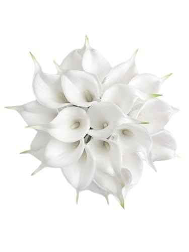 Meide Group USA Artificial Calla Lily Flowers 18 Pack 14 Inch White – Real Touch Faux Flowers for Home Decor, Wedding Bouquets, Party & Office Floral Arrangements