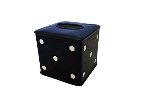 ACK Tuscany Black Polka Dot Ceramic Tissue Box Cover, 82187