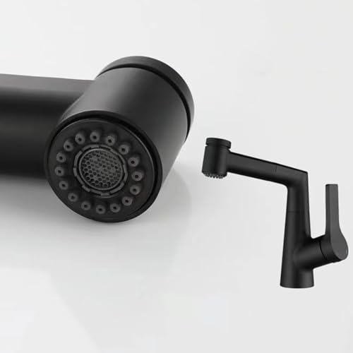 Robinet de lavabo relevable à poignée unique avec douchette extensible intégrée - 3