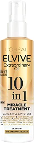 L'Oréal Paris Elvive Extraordinaire Oil 10 en 1 Miracle Cuidado sin aclarar para cabello seco y sin manchas, 150 ml
