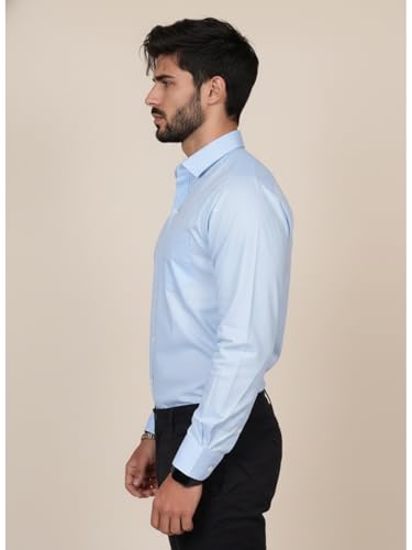 Image of Full Sleeve Black Formal Shirt for Men Cotton Regular Fit Casual - Pure Premium Branded Shirts for Men Formal Stylish Slim Plain Solid Man Wear as Office and Party