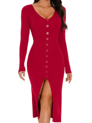 Women Sexy Midi Sweater Dress Bodycon