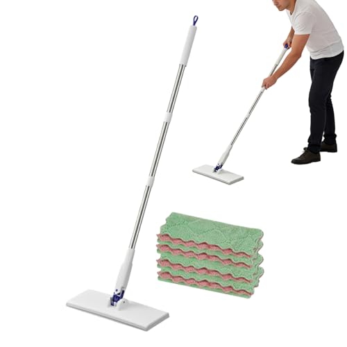 Limpiador para suelos – Limpiador para limpieza doméstica con 4 paños | Mop a Click – Para cocina, baño, azulejos, casa, coche, apartamento, salón, dormitorio