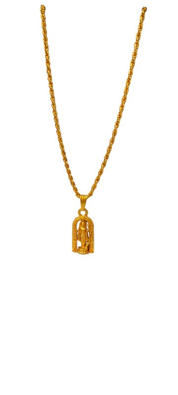 Religious Ayodhya Shri Ram Lalla Hindu Spiritual Temple Jewellery Gold Brass Pendant Necklace Chain For Men And Women-image-24