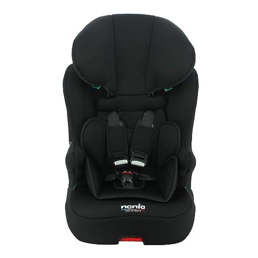 Nania - RACE I FIX 76-140 cm R129 i-Size silla de auto isofix - Para niños de 3 a 10 años - Reposacabezas regulable en altura - Base reclinable - Made in France (Race i fix negro)