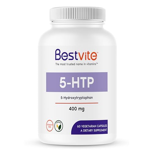 BESTVITE 5-HTP 400mg per Capsule (60 Vegetarian Capsules) - No Stearates - Vegan - Non GMO - Gluten Free - Extra Strength 5HTP