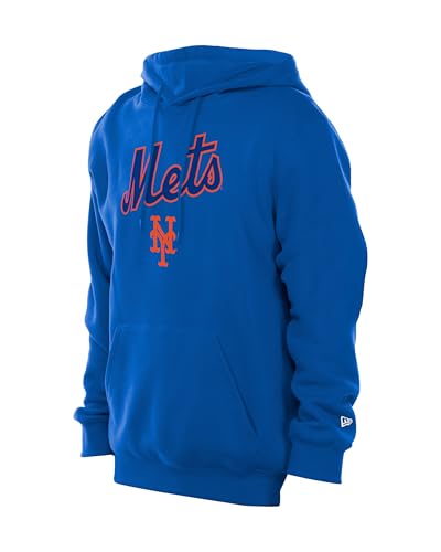 MLB Mens Pregame Pullover Hoody Sweatshirt (US Alpha 3X-Large Regular Regular New York Mets - Blue)