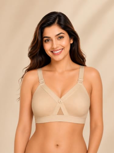 Image of SONA Super Fit Everyday Non Padded Side Support Cotton Full Coverage Bra for Women with Transparent Strap Plus Size Bra