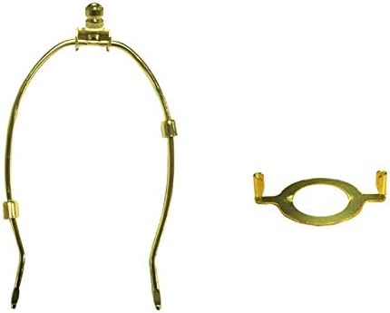 9" TooToo Star Lamp Shade Harp Holder and Light Base UNO Fitter Adapter Converter Finial Set,I.D. 1-9/16"(40MM), Detachable Parts (Brass, E27 Adapter, 9 inch)